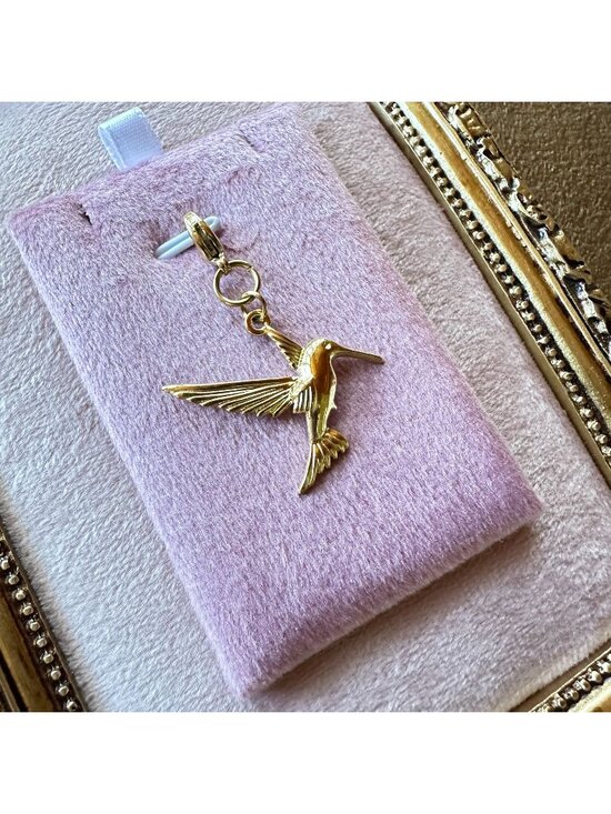 Handmade Jewelry - Hummingbird Charm 18K PVD Gold Stainless Steel Lobster Claw Clasp Waterproof